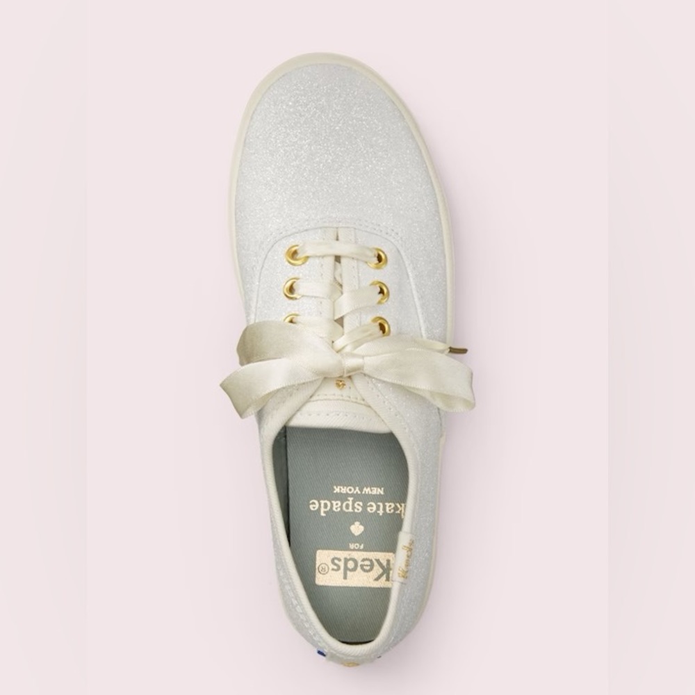 Kate Spade NWT Kids Girls Champion Cream Glitter Ked